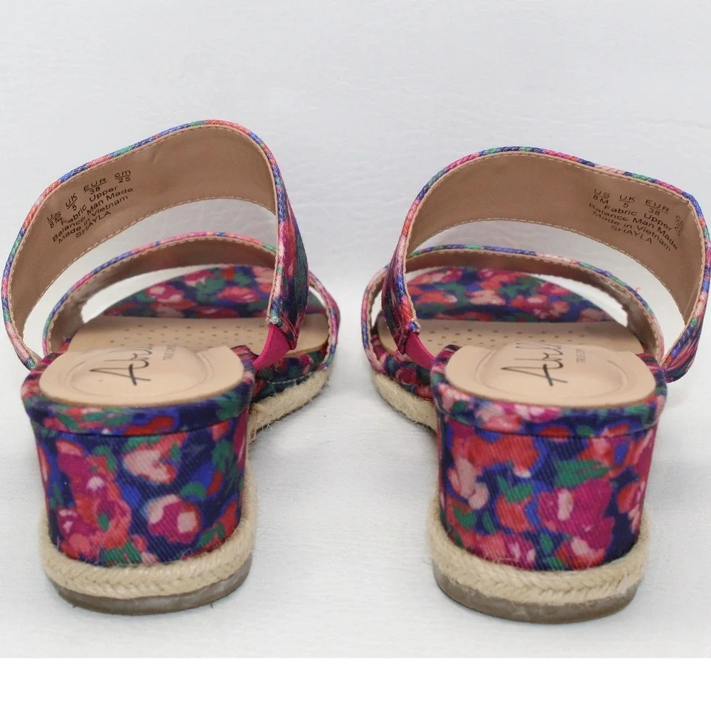 Abella Shayla Womens Floral Espadrille Wedge Slide Sandals Multi Color‎ Size 8M